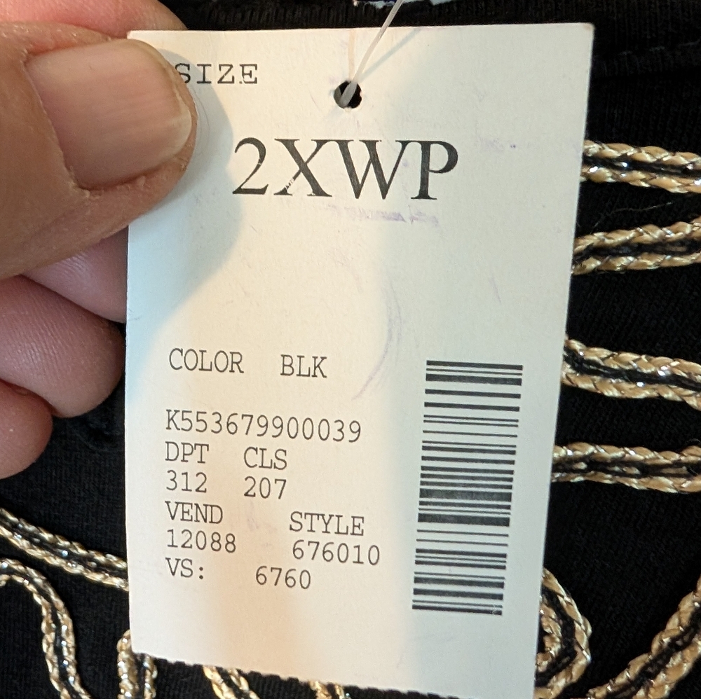 Catherines NWT Black w Gold Detail Top Sz.2X WP - Picture 6 of 17